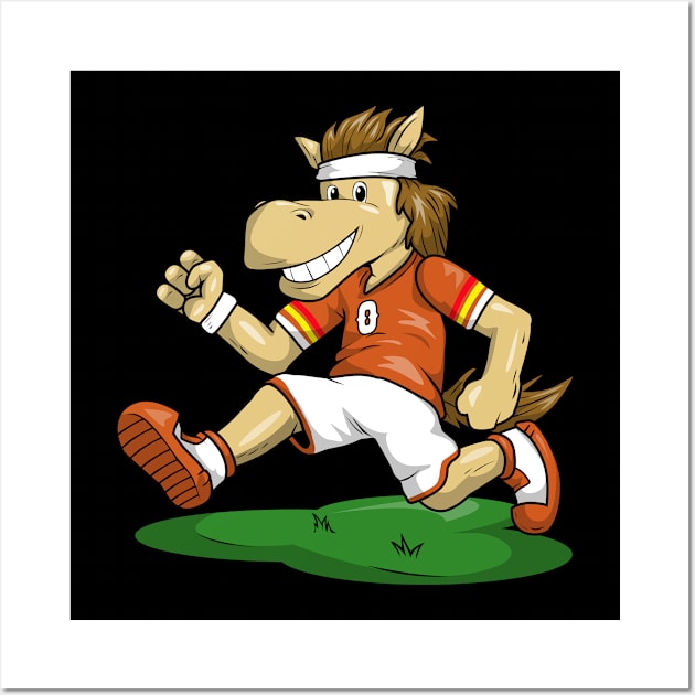 Horse as Soccer player at Soccer with Soccer shoes Wall Art by Markus Schnabel